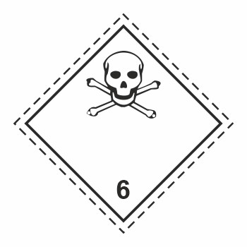 Знак перевозки опасных грузов «Класс 6.1. Токсичные вещества» (светоотражающая пленка, 250х250 мм)